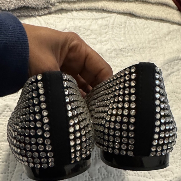 ZARA rhinestone embellished Black and Silver pointed Flats size 39 - Picture 10 of 14